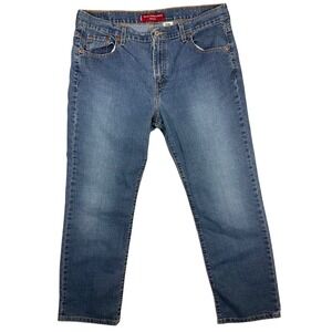 Levi Strauss 505 Jeans Straight Stretch Blue Denim‎ Women Size 14 M (Jan 2003)